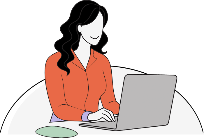 Illustration of woman using laptop